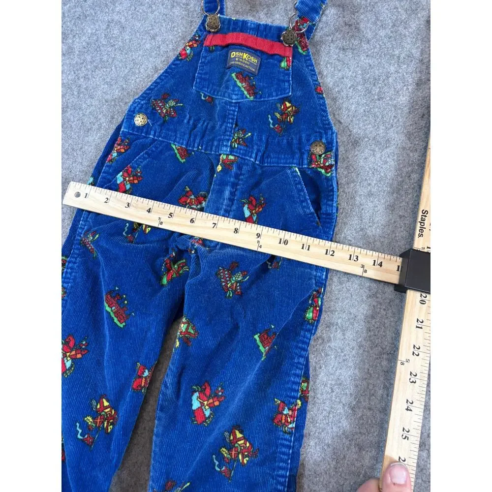 Vintage 80s OshKosh B'gosh Corduroy Overalls Pants Kids 3T Cute Cotton AOP USA